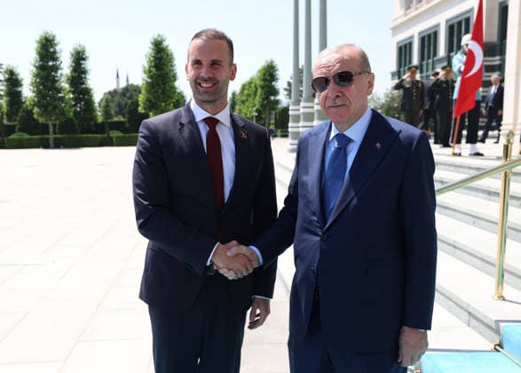 Turkish President Recep Tayyip Erdogan ANKARA, TURKIYE - JULY 9: (----EDITORIAL USE ONLY - MANDATORY CREDIT - TURKISH PRESIDENCY MURAT KULA HANDOUT - NO MARKETING NO ADVERTISING CAMPAIGNS - DISTRIBUTED AS A SERVICE TO CLIENTS----) Turkish President Recep Tayyip Erdogan receives Montenegrin Prime Minister Milojko Spajic at the Presidential Complex in Ankara, Turkiye, on July 9, 2026. TUR Presidency Murat Kula Anadolu Ankara Turkey. Editorial use only. Please get in touch for any other usage.  Copyright: x2026xAnadoluxTURxPresidencyx xMuratxKulax