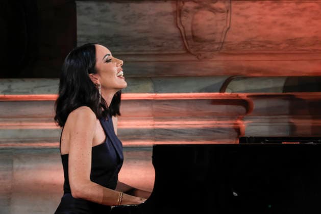 July 8, 2026, Rome, Rome, Italy: Pianist and presenter Gloria Campaner during the final evening of the eightieth edition of the Strega Prize literary competition in Piazza del Campidoglio, Rome, 08 07 2026 Rome Italy  - ZUMAa289 20260708_zia_a289_247 Copyright: xRiccardoxDexLucax xAgfx