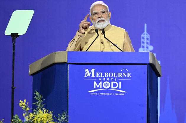 NARENDRA MODI AUSTRALIA VISIT, Indian Prime Minister Narendra Modi during the Melbourne Meets Modi community event at Marvel Stadium in Melbourne, Thursday, July 9, 2026. ( NO ARCHIVING MELBOURNE VICTORIA AUSTRALIA  Copyright: xJOELxCARRETTx 20260709159204323232