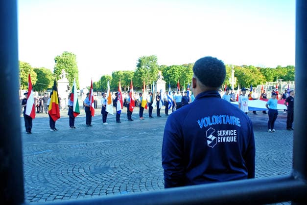 14 July Parade Rehearsal on Champs-Elysees - Paris Rehearsal on the Champs-Elysées of the troops participating in the parade of July 14, the national holiday and last July 14 of President Macron Paris 09 July 2026 Photo by Karim Aït Adjedjou ABACAPRESS.COM Paris Ile-de-France France  Copyright: xAitxAdjedjouxKarim ABACAx