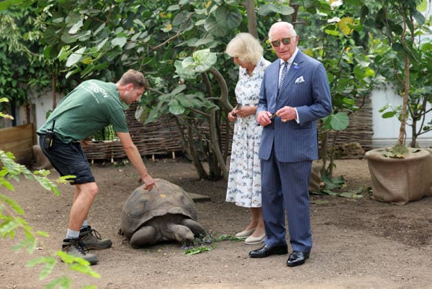 The King and Queen with Polly a Galapagos Turtle aged 32 years old with staff The King and Queen with Polly a Galapagos Turtle aged 32 years old with staff member Daniel Kane at ZSL London Zoo which they visited to celebrate the Zoo™s 200th anniversary, Credit:Avalon.red PA ROTA - B68 Avalon  Copyright: xAvalon.redx xPAxROTAx-xB68x xAvalonx 1115489930