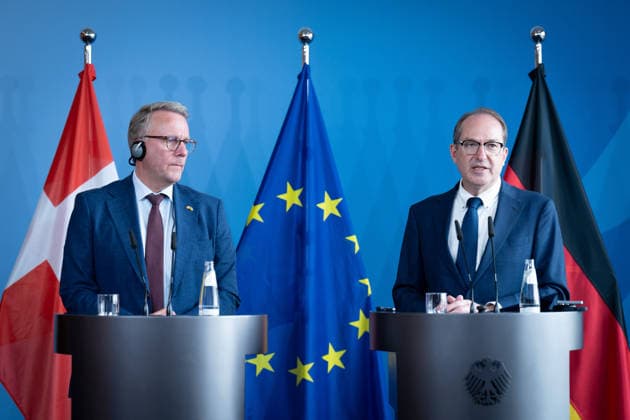 Bundesinnenminister, Alexander Dobrindt, Integrationsminister, Morten Bødskov Berlin, Bundesministerium des Innern, Bundesinnenminister, Alexander Dobrindt, Integrationsminister, Dänemark, Morten Bødskov Berlin Berlin GER *** Federal Minister of the Interior, Alexander Dobrindt; Minister of Integration, Morten Bødskov; Berlin; Federal Ministry of the Interior; Federal Minister of the Interior, Alexander Dobrindt; Minister of Integration, Denmark, Morten Bødskov; Berlin; Berlin, GER