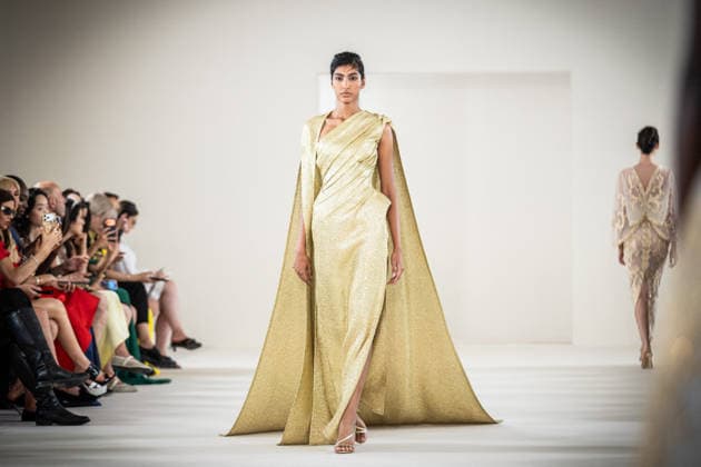 PFW HC Rami Al Ali Catwalk NB A model walks the runway during the Rami Al Ali Haute Couture Fall Winter 2026 2027 show as part of Paris Fashion Week on July 09, 2026 in Paris, France. Photo by Nasser Berzane ABACAPRESS.COM Paris France  Copyright: xBerzanexNasser ABACAx