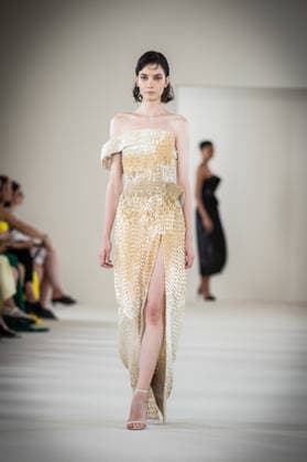 PFW HC Rami Al Ali Catwalk NB A model walks the runway during the Rami Al Ali Haute Couture Fall Winter 2026 2027 show as part of Paris Fashion Week on July 09, 2026 in Paris, France. Photo by Nasser Berzane ABACAPRESS.COM Paris France  Copyright: xBerzanexNasser ABACAx
