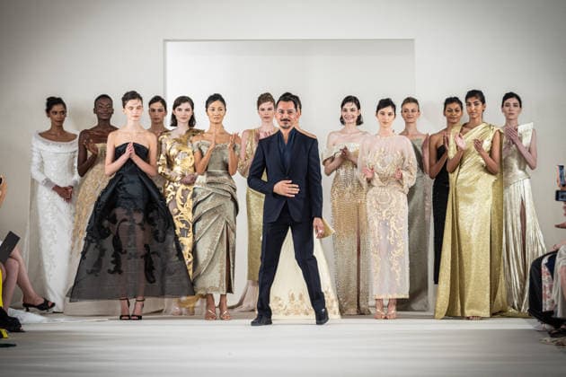 PFW HC Rami Al Ali Catwalk NB A model walks the runway during the Rami Al Ali Haute Couture Fall Winter 2026 2027 show as part of Paris Fashion Week on July 09, 2026 in Paris, France. Photo by Nasser Berzane ABACAPRESS.COM Paris France  Copyright: xBerzanexNasser ABACAx