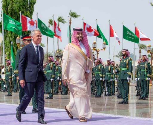 Saudi crown prince receives Canadian prime minister in Jeddah Saudi Crown Prince Mohammed bin Salman receives Canadian Prime Minister Mark Carney during an official welcoming ceremony in Jeddah, Saudi Arabia, on July 9, 2026. Carney is visiting the kingdom for talks on strengthening bilateral relations and cooperation across a number of issues. Photo by Saudi Press Agency Gaza city Gaza Strip Saudi Arabia 090726_Saudi_SPO_00(8) Copyright: xapaimagesxSaudixPressxAgencyx xapaimagesx