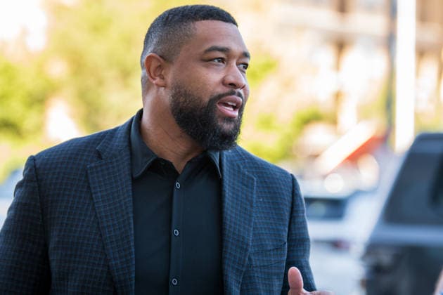 July 9, 2026, Provo, Utah, USA: BRANDON TATUM, a conservative commentator and former police officer, conducts an interview outside the Fourth District Court during the fourth day of the preliminary hearing in the Tyler Robinson case. Provo USA  - ZUMAm292 20260709_znp_m292_004 Copyright: xCharlesxMcClintockxWilsonx