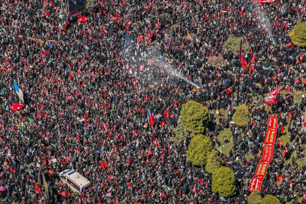 July 9, 2026, Mashhad, Razavi Khorasan, Iran: An aerial view shows crowds of mourners attending a funeral procession for Iran s slain supreme leader Ali Khamenei and members of his family, before he is buried at the Shrine of Imam Reza, Iran s most revered place of worship, in Mashhad on July 9, 2026. Braving sweltering heat and calling for revenge, Iranians loyal to the Islamic Republic massed on July 9 for the burial of slain supreme leader Ali Khamenei in his hometown of Mashhad. Khamenei will be buried in his hometown of Mashhad, home to the shrine of Imam Reza, Iran s holiest Shia Muslim site, following several days of ceremonies and processions across the country. Mashhad Iran - ZUMAi98_ 20260709_zih_i98_006 Copyright: xIranianxSupremexLeader SxOfficex