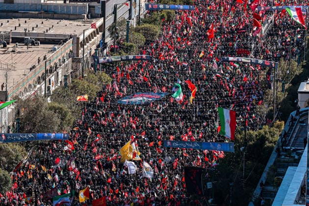 July 9, 2026, Mashhad, Razavi Khorasan, Iran: An aerial view shows crowds of mourners attending a funeral procession for Iran s slain supreme leader Ali Khamenei and members of his family, before he is buried at the Shrine of Imam Reza, Iran s most revered place of worship, in Mashhad on July 9, 2026. Braving sweltering heat and calling for revenge, Iranians loyal to the Islamic Republic massed on July 9 for the burial of slain supreme leader Ali Khamenei in his hometown of Mashhad. Khamenei will be buried in his hometown of Mashhad, home to the shrine of Imam Reza, Iran s holiest Shia Muslim site, following several days of ceremonies and processions across the country. Mashhad Iran - ZUMAi98_ 20260709_zih_i98_009 Copyright: xIranianxSupremexLeader SxOfficex