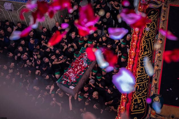 July 9, 2026, Karbala, Iraq: Mourners carry the coffin of Iran s late supreme leader Ayatollah Ali Khamenei as they take part in the funeral procession at the Imam Hussein Shrine in Karbala early on July 9, 2026. Iranians were preparing on July 9 to bury their slain leader Ali Khamenei in his hometown of Mashhad in northeast Iran, as new US strikes threatened to trigger a fresh escalation in the Middle East war. The late leader s burial follows a multi-day funeral ceremony that attracted millions of mourners across various cities in both Iran and Iraq. Karbala Iraq - ZUMAi98_ 20260709_zih_i98_080 Copyright: xIranianxSupremexLeader SxOfficex
