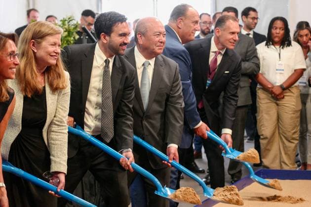 New York, NY- July 9: Mayor Zohran Mamdani Speaks Breaks Ground at American Express (Amex) Ceremony for a New Corporate Headquarters at 2 World Trade Center on July 9 2026 Credit: Camara Porter USA - ZUMAa123 20260709_zaa_a123_193 Copyright: xAdMediax