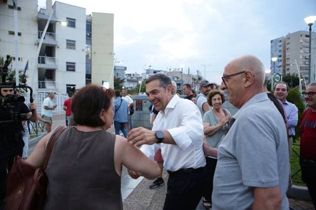 Alexis Tsipras Attends ELAS Public Gathering in Peristeri PERISTERI, GREECE JULY 9, 2026: Former Greek Prime Minister Alexis Tsipras attends a public gathering organized by his newly formed political party, ELAS (Greek Left Coalition), in Peristeri, Greece, July 9, 2026. The event was part of a series titled Now We Talk, which citizens were invited to share the everyday challenges and concerns affecting their lives. Athens Greece Copyright: x xHarrisxXanthopoulosx xJNAxPressx