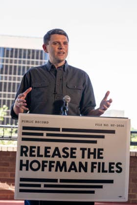 July 9, 2026, Austin, Texas, USA: U.S. Senate candidate JAMES TALARICO holds a press conference across from opponent Republican Texas Attorney General Ken Paxton s office in downtown Austin. Democrat Talarico criticized AG Paxton s handling of a Waco child predator case that landed the guilty perpetrator less than 30 days in jail. Austin USA  - ZUMAd150 20260709_znp_d150_002 Copyright: xBobxDaemmrichx