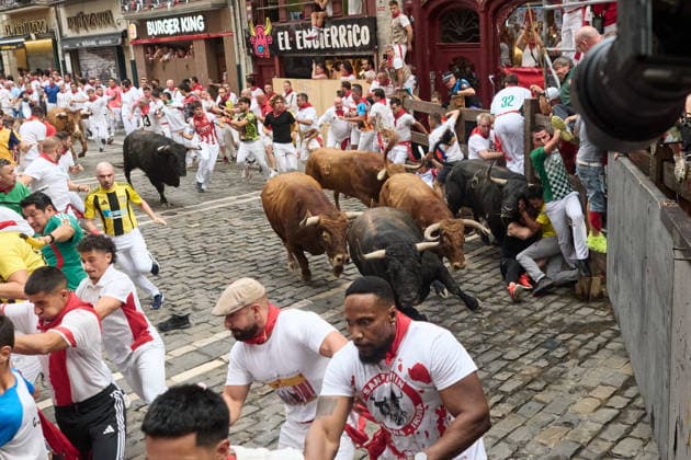 Fourth bull run of the 2026 San Fermín Festival, featuring bulls from the Álvaro Núnez ranch; the fourth bull run of the 2026 San Fermín Festival, on July 10, 2026, in Pamplona, Navarre, Spain. This year, bulls from the Álvaro Núnez ranch will headline the fourth running of the San Fermín Festival in Spain.  Copyright: xEduardoxSanzx 7656824