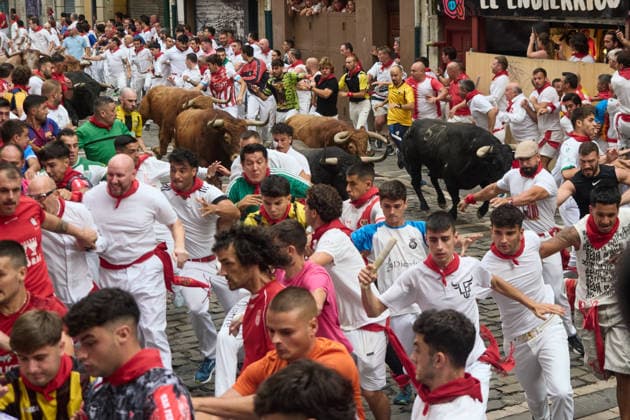 Fourth bull run of the 2026 San Fermín Festival, featuring bulls from the Álvaro Núnez ranch—the fourth bull run of the 2026 San Fermín Festival, on July 10, 2026, in Pamplona, Navarre, Spain. This year, bulls from the Álvaro Núnez ranch will headline the fourth running of the San Fermín Festival in Spain.  Copyright: xEduardoxSanzx 7656847