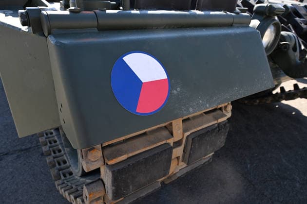 Ceremony of taking over last Leopard 2A4 tank by 73rd tank battalion took place in Praslavice, Czech Republic, on July 10, 2026. Czech flag. (CTKxPhoto LudekxPerina) CTKPhotoP2026071002844  CTKPhotoP2026071002844