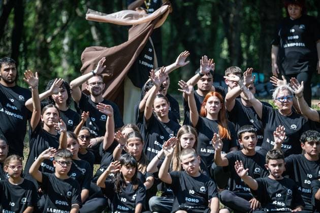 July 10, 2026, Seveso, Mb, Italy: Flashmob during the Commemoration of the 50th Anniversary of the ICMESA industrial accident at the Bosco delle Querce in Seveso 10 07 2026 Milan Seveso Italy  - ZUMAa289 20260710_zia_a289_068 Copyright: xNicolaxMarfisix xAgfx