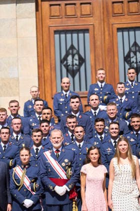 Spanish Royals attends the Presentation of Royal Employment Appointments at the General Academy of Air and Space King Felipe VI of Spain, Queen Letizia of Spain, Crown Princess Leonor, Princess Sofia attends the Presentation of Royal Employment Appointments at the General Academy of Air and Space at General Academy of Air and Space on July 10, 2026 in San Javier, Spain The Princess of Asturias has completed her military training at San Javier, having served in all three branches of the armed forces. This three-year training programme has prepared her to become the first woman to hold supreme command of the Armed Forces when she ascends to the throne. Photo by IMAGO MPG San Javier General Academy of Air and Space Murcia Spain  Copyright: xMPGx