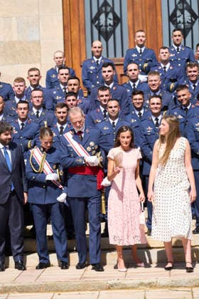 Spanish Royals attends the Presentation of Royal Employment Appointments at the General Academy of Air and Space King Felipe VI of Spain, Queen Letizia of Spain, Crown Princess Leonor, Princess Sofia attends the Presentation of Royal Employment Appointments at the General Academy of Air and Space at General Academy of Air and Space on July 10, 2026 in San Javier, Spain The Princess of Asturias has completed her military training at San Javier, having served in all three branches of the armed forces. This three-year training programme has prepared her to become the first woman to hold supreme command of the Armed Forces when she ascends to the throne. Photo by IMAGO MPG San Javier General Academy of Air and Space Murcia Spain  Copyright: xMPGx