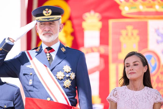 Spanish Royals attends the Presentation of Royal Employment Appointments at the General Academy of Air and Space King Felipe VI of Spain, Queen Letizia of Spain attends the Presentation of Royal Employment Appointments at the General Academy of Air and Space at General Academy of Air and Space on July 10, 2026 in San Javier, Spain The Princess of Asturias has completed her military training at San Javier, having served in all three branches of the armed forces. This three-year training programme has prepared her to become the first woman to hold supreme command of the Armed Forces when she ascends to the throne. Photo by IMAGO MPG San Javier General Academy of Air and Space Murcia Spain  Copyright: xMPGx
