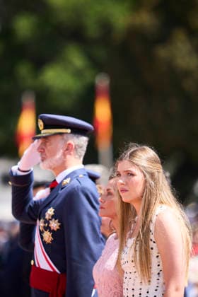 Spanish Royals attends the Presentation of Royal Employment Appointments at the General Academy of Air and Space King Felipe VI of Spain, Queen Letizia of Spain, Crown Princess Leonor, Princess Sofia attends the Presentation of Royal Employment Appointments at the General Academy of Air and Space at General Academy of Air and Space on July 10, 2026 in San Javier, Spain The Princess of Asturias has completed her military training at San Javier, having served in all three branches of the armed forces. This three-year training programme has prepared her to become the first woman to hold supreme command of the Armed Forces when she ascends to the throne. Photo by IMAGO MPG San Javier General Academy of Air and Space Murcia Spain  Copyright: xMPGx