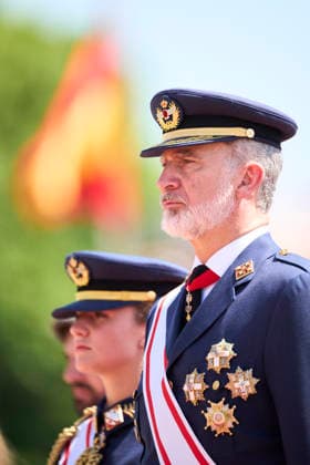Spanish Royals attends the Presentation of Royal Employment Appointments at the General Academy of Air and Space King Felipe VI of Spain, Crown Princess Leonor attends the Presentation of Royal Employment Appointments at the General Academy of Air and Space at General Academy of Air and Space on July 10, 2026 in San Javier, Spain The Princess of Asturias has completed her military training at San Javier, having served in all three branches of the armed forces. This three-year training programme has prepared her to become the first woman to hold supreme command of the Armed Forces when she ascends to the throne. Photo by IMAGO MPG San Javier General Academy of Air and Space Murcia Spain  Copyright: xMPGx
