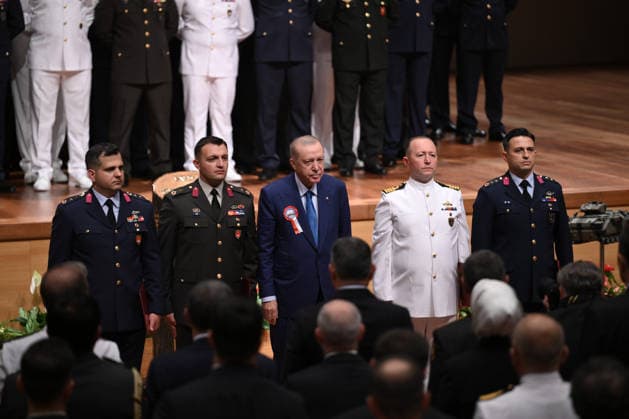 Turkish President Recep Tayyip Erdogan ISTANBUL, TURKIYE - JULY 10: Turkish President Recep Tayyip Erdogan (C) attends the National Defense University Staff Officers’ Graduation Ceremony at the National Defense University in Istanbul, Turkiye, on July 10, 2026. Arif Hudaverdi Yaman Anadolu Istanbul Turkey. Editorial use only. Please get in touch for any other usage.  Copyright: x2026xAnadoluxArifxHudaverdixYamanx