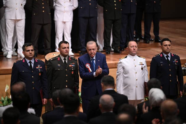 Turkish President Recep Tayyip Erdogan ISTANBUL, TURKIYE - JULY 10: Turkish President Recep Tayyip Erdogan (C) attends the National Defense University Staff Officers’ Graduation Ceremony at the National Defense University in Istanbul, Turkiye, on July 10, 2026. Arif Hudaverdi Yaman Anadolu Istanbul Turkey. Editorial use only. Please get in touch for any other usage.  Copyright: x2026xAnadoluxArifxHudaverdixYamanx