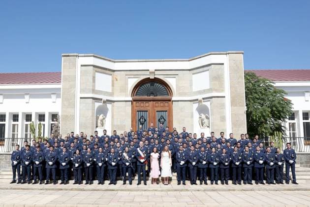 King Felipe VI and Queen Letizia, accompanied by Princess Leonor and Infanta Sofía, presided over the ceremony at the General Air and Space Academy, located at San Javier Air Base, where the Royal Commissions of Employment were presented to the new officers of the Air Force and Space. Santiago de la Ribera, Murcia, Spain. July 10, 2026 Los Reyes Felipe VI y Tetizia, acompanados por la Princesa Leonor y la Infanta Sofía, presidieron en la Academia General del Aire y del Espacio, en la Base Aérea de San Javier, el acto de entrega de los Reales Despachos de Empleo a los nuevos oficiales del Ejército del Aire y del Espacio. Santiago de la Ribera, Murcia, Espana. 10 de Julio de 2026 Casa Real Cordon Press Cordon Press 