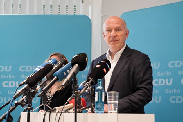 Berlin,10.07.2026,Berlins Regierender Bürgermeister Kai Wegner (CDU) wird bei der Abgeordnetenhauswahl am 20. September 2026 nicht erneut als Spitzenkandidat der CDU antreten. Das gab er am Freitagnachmittag auf einer kurzfristig anberaumten Pressekonferenz bekannt. Mit diesem Schritt reagiert Wegner auf den wachsenden Druck und die zunehmenden Rücktrittsforderungen aus den eigenen Reihen. *** Berlin, July 10, 2026,Berlin’s Governing Mayor Kai Wegner (CDU) will not run again as the CDU’s top candidate in the House of Representatives election on September 20, 2026. He announced this on Friday afternoon at a press conference called on short notice. With this move, Wegner is responding to growing pressure and the increasing calls for his re