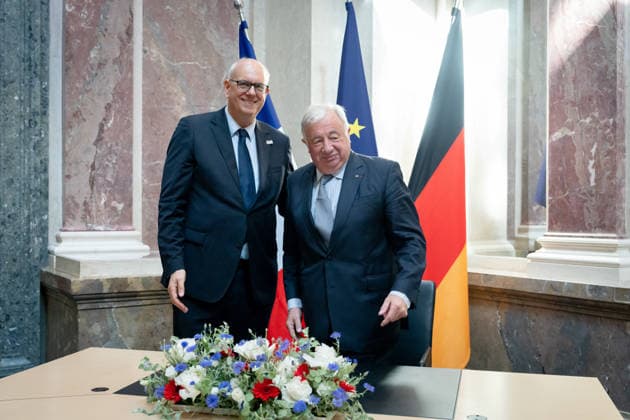 Sitzung, Bundesrat, Berlin Sitzung, Bundesrat, Berlin, Bürgermeister, Andreas Bovenschulte, Senatspräsident, Frankreich, Gérard Larcher Berlin Berlin GER *** Meeting, Bundesrat, Berlin Meeting, Bundesrat, Berlin, Mayor, Andreas Bovenschulte, President of the Senate, France, Gérard Larcher Berlin Berlin GER