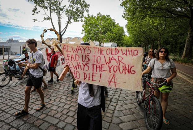 July 10, 2026, Berlin, Berlin, Germany: BERLIN, GERMANY - JULY 10, 2026: Pro-Palestinian and anti-war activists demonstrate outside a Rheinmetall facility in BerlinÃ¢â‚¬â ¢s Wedding district, protesting the German arms manufacturerÃ¢â‚¬â ¢s weapons production, arms exports and military support for Israel. Berlin Germany  - ZUMAa268 20260710_zip_a268_007 Copyright: xAbdelrahmanxAlkahloutx
