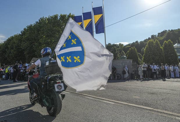 Peace March participants arrive in Potocari to honor Srebrenica genocide victims SREBRENICA, BOSNIA AND HERZEGOVINA - JULY 10: Hundreds of motorcyclists from various countries arrive at the Potocari Memorial Center after departing from Sarajevo to participate in the upcoming 31st anniversary commemoration ceremonies for the 1995 Srebrenica genocide in Srebrenica, Bosnia and Herzegovina, on July 10, 2026. Samir Jordamovic Anadolu Srebrenica Bosnia and Herzegovina. Editorial use only. Please get in touch for any other usage.  Copyright: x2026xAnadoluxSamirxJordamovicx