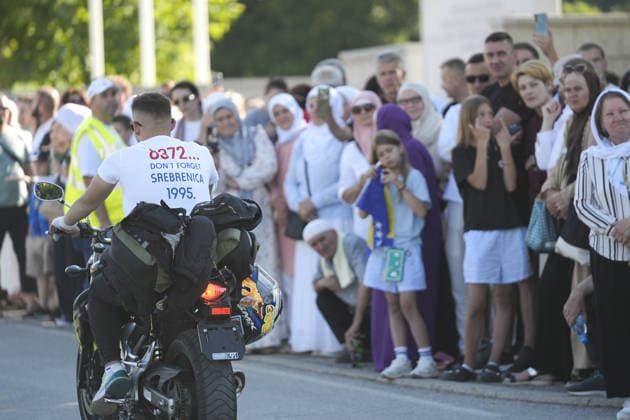 Peace March participants arrive in Potocari to honor Srebrenica genocide victims SREBRENICA, BOSNIA AND HERZEGOVINA - JULY 10: Hundreds of motorcyclists from various countries arrive at the Potocari Memorial Center after departing from Sarajevo to participate in the upcoming 31st anniversary commemoration ceremonies for the 1995 Srebrenica genocide in Srebrenica, Bosnia and Herzegovina, on July 10, 2026. Samir Jordamovic Anadolu Srebrenica Bosnia and Herzegovina. Editorial use only. Please get in touch for any other usage.  Copyright: x2026xAnadoluxSamirxJordamovicx