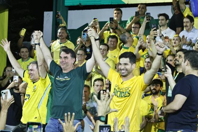 RECORD DATE NOT STATED Senator and presidential pre-candidate Flavio Bolsonaro visits Fortaleza. Fortaleza (CE), 10 07 2026 - Politics Elections Flavio Bolsonaro - Senator and pre-candidate for the presidency of the republic, Flavio Bolsonaro (PL), visits the city of Fortaleza this Friday, July 10, 2026, to fulfill a political agenda focused on electoral strategies and public security.(Foto: Lc Moreira Thenews2 imago images) Senator and presidential pre-candidate Flavio Bolsonaro visits Fortaleza.  Copyright: xLCxMoreirax