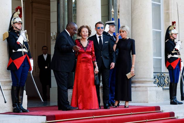 South African President Cyril Ramaphosa, South African First Lady Tshepo Motsepe, French President Emmanuel Macron, and French First Lady Brigitte Macron pose at the Élysée Palace on July 10, 2026, in Paris, France 458119 2026 07 10  Copyright: xLionelxGuericolasx xStarfacex STAR_458119_061