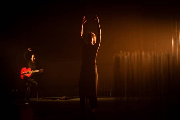 The performance Smoke and Mirrors by Italian dancer Francesca Amy Amante (right) and Czech flamenco guitarist Filip Zubak (left) at the Tanecni Lipnice festival (Lipnice Dance Festival) took place at Lipnice nad Sazavou Castle, Czech Republic, on July 10, 2026. (CTKxPhoto JaroslavxSvoboda) CTKPhotoP2026071007811  CTKPhotoP2026071007811