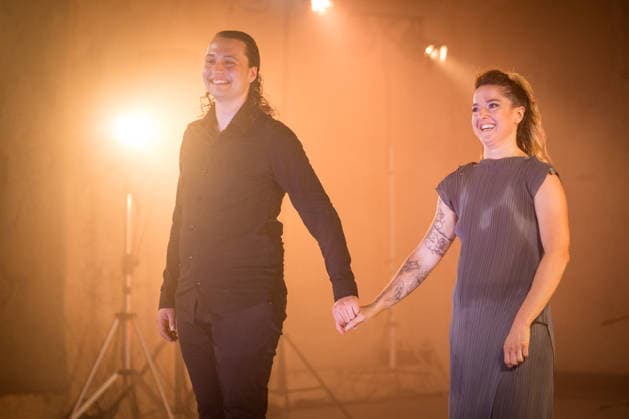 The performance Smoke and Mirrors by Italian dancer Francesca Amy Amante (right) and Czech flamenco guitarist Filip Zubak (left) at the Tanecni Lipnice festival (Lipnice Dance Festival) took place at Lipnice nad Sazavou Castle, Czech Republic, on July 10, 2026. (CTKxPhoto JaroslavxSvoboda) CTKPhotoP2026071007819  CTKPhotoP2026071007819