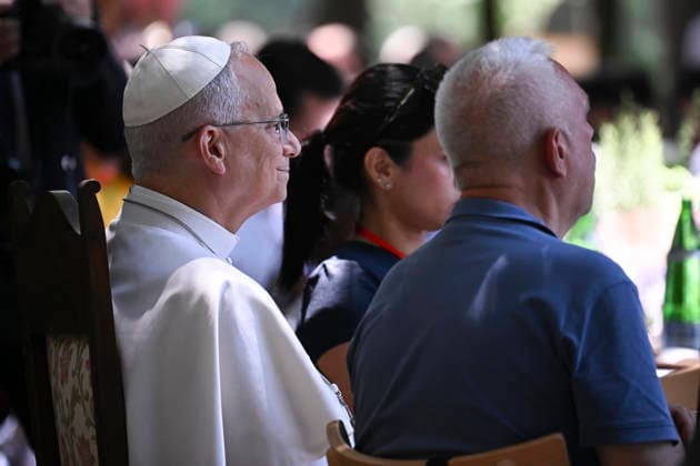 July 11, 2026, Castel Gandolfo, Italy: Pope Leo XIV attends a lunch with the poor at Villa Barberini, Castel Gandolfo, 11 July 2026. ANSA RICCARDO ANTIMIANI. Castel Gandolfo Italy  - ZUMAa110 20260711_zaf_a110_002 Copyright: xRiccardoxAntimianix
