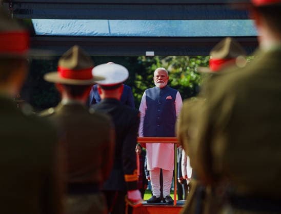 RECORD DATE NOT STATED PM Modi Receives Guard of Honour During Ceremonial Welcome at Government House in Auckland Auckland New Zealand , Jul 11 (ANI): Prime Minister Narendra Modi receives a Guard of Honour during a ceremonial welcome at the Government House, in Auckland on Saturday. (Narendra Modi Photo Gallery ANI Photo) Auckland New Zealand Copyright: xANIx ANI_20260711049