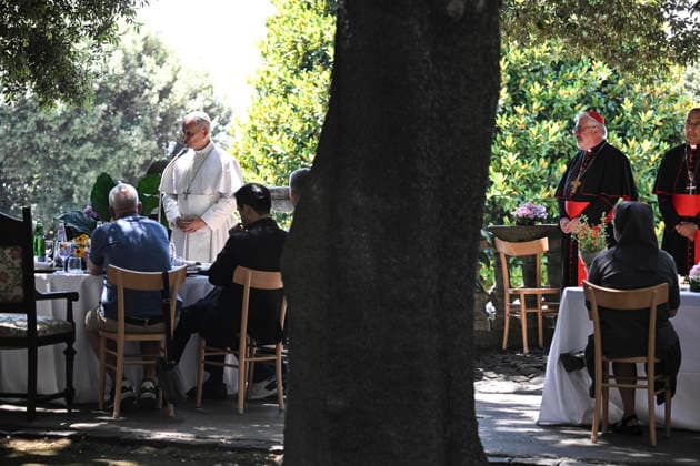 July 11, 2026, Castel Gandolfo, Italy: Pope Leo XIV attends a lunch with the poor at Villa Barberini, Castel Gandolfo, 11 July 2026. ANSA RICCARDO ANTIMIANI. Castel Gandolfo Italy  - ZUMAa110 20260711_zaf_a110_004 Copyright: xRiccardoxAntimianix