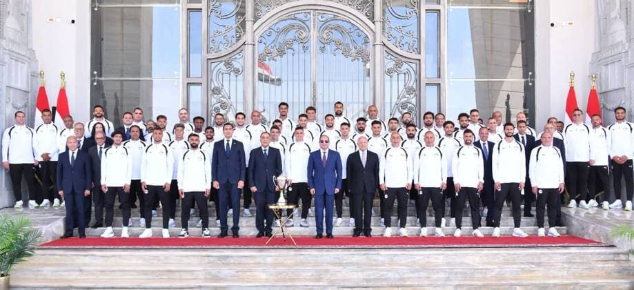 Egyptian president receives national football team in El Alamein Egyptian President Abdel Fattah al-Sisi receives members of the Egyptian national football team and the technical and administrative staff in El Alamein, Egypt, on July 11, 2026. The meeting was attended by Prime Minister Mostafa Madbouly, Minister of Youth and Sports Jawhar Nabil, and Egyptian Football Association President Hany Abo Rida. Photo by Egyptian President Office apaimages Cairo Cairo Egypt 110726_Egypt_EPO_00(8) Copyright: xapaimagesxEgyptianxPresidentxOfficex xapaimagesx