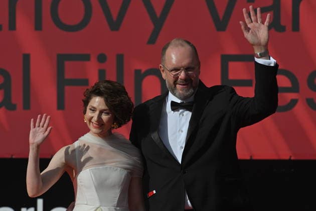The final day of the 60th Karlovy Vary International Film Festival, on July 11, 2026. Czech actress Martha Issova, left, and film director David Ondricek. (CTKxPhoto SlavomirxKubes) CTKPhotoP2026071103918  CTKPhotoP2026071103918