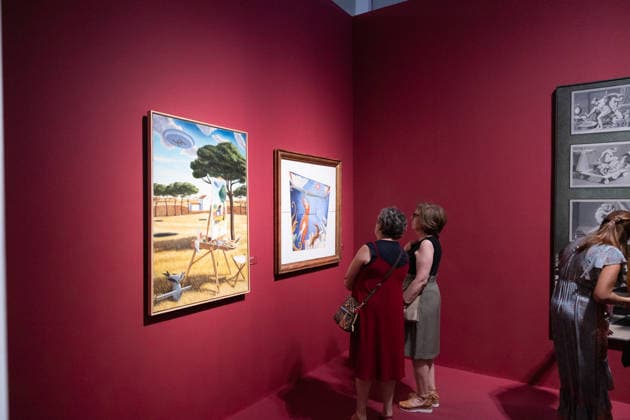 Modern Mythologies Exhibition by Ouka Leele Co at Sala Alcalá 31 Visitors to Ouka Leele’s exhibition at Sala Alcalá 31, on July 12, 2026, in Madrid, Spain. The Sala Alcalá 31 is hosting an exhibition that revisits the role of mythology in Madrid’s art scene of the 1980s through the work of Ouka Leele, alongside key artists such as El Hortelano, Ceesepe, Carlos Franco, and Sigfrido Martin Begué. July 12, 2026. Jesús Hellí. Spain  Copyright: xJesusxHellinx 7660576