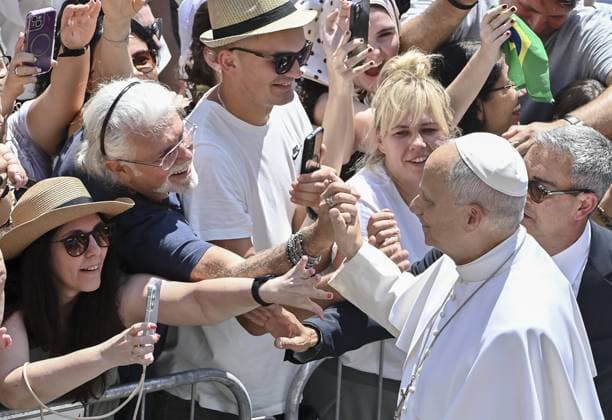 Pope Leo XIV celebrates the Angelus in Castel Gandolfo CASTEL GANDOLFO, ITALY, JULY 12: Pope Leo XIV greets the faithful after celebrating the Angelus noon prayer at his summer residence in Castel Gandolfo, near Rome, Italy, on July 12, 2026. Isabella Bonotto Anadolu Castel Gandolfo Italy. Editorial use only. Please get in touch for any other usage.  Copyright: x2026xAnadoluxIsabellaxBonottox