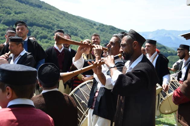 Traditional Galichnik Wedding in North Macedonia MAVROVO AND ROSTUSA, NORTH MACEDONIA - JULY 12: A view from centuries-old Galichnik Wedding, one of the Balkans most distinctive traditional wedding ceremonies, held in the historic mountain village of Galichnik, about 110 kilometers west of Skopje, in Mavrovo and Rostusa, North Macedonia, on July 12, 2026. The annual event, regarded as one of the country s most important cultural heritage traditions, attracts visitors from across North Macedonia and abroad. Medin Nuredini Anadolu Mavrovo and Rostusa North Macedonia. Editorial use only. Please get in touch for any other usage.  Copyright: x2026xAnadoluxMedinxNuredinix