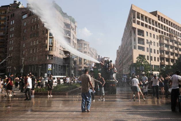 ARMENIA, YEREVAN - JULY 12, 2026: Citizens enjoy dousing each other during the traditional feast of Vardavar celebrated by the Armenian Apostolic Church to mark the Transfiguration of Christ. Alexander Patrin TASS  94974765