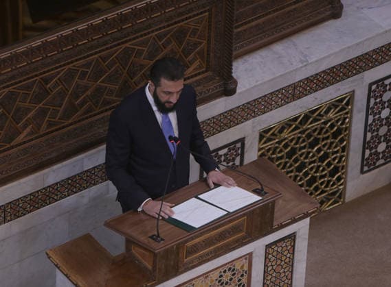 Syria holds first People s Assembly Session since Assad s fall DAMASCUS, SYRIA - JULY 12: Syria s first People s Assembly session since the fall of the Assad regime is held at the parliament building, attended by Syrian President Ahmed al-Sharaa, in Damascus, capital of Syria, on July 12, 2026. Bakr Al Kasem Anadolu Damascus Syria. Editorial use only. Please get in touch for any other usage.  Copyright: x2026xAnadoluxBakrxAlxKasemx