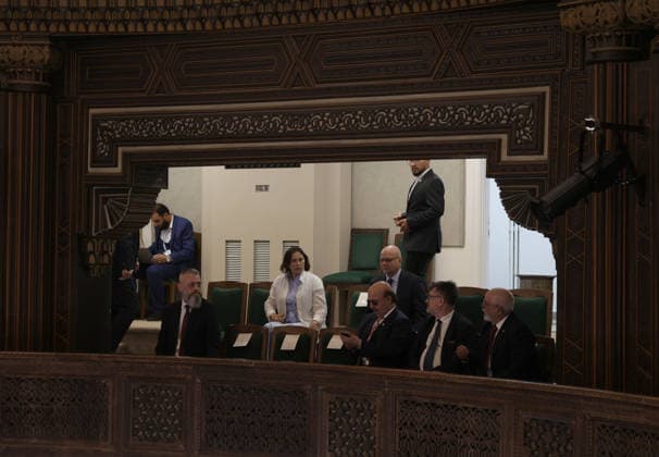 Syria holds first People s Assembly Session since Assad s fall DAMASCUS, SYRIA - JULY 12: Syria s first People s Assembly session since the fall of the Assad regime is held at the parliament building, attended by Syrian President Ahmed al-Sharaa (not seen), in Damascus, capital of Syria, on July 12, 2026. Bakr Al Kasem Anadolu Damascus Syria. Editorial use only. Please get in touch for any other usage.  Copyright: x2026xAnadoluxBakrxAlxKasemx