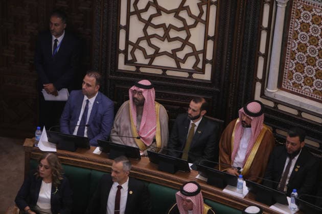 Syria holds first People s Assembly Session since Assad s fall DAMASCUS, SYRIA - JULY 12: Syria s first People s Assembly session since the fall of the Assad regime is held at the parliament building, attended by Syrian President Ahmed al-Sharaa (not seen), in Damascus, capital of Syria, on July 12, 2026. Bakr Al Kasem Anadolu Damascus Syria. Editorial use only. Please get in touch for any other usage.  Copyright: x2026xAnadoluxBakrxAlxKasemx